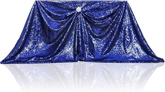 PartyDelight Sequin Tablecloth Navy Blue 60x102 Sparkly Rectangular Table Cloth for Independence Day, Gender Reveals Graduation Party Event Decor