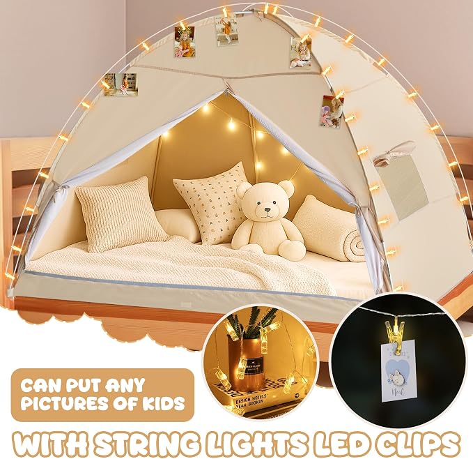 LEEDOR® Bed Tent Dream Tent Bed Canopy Shelter Cabin Sleeping Tent Indoor Pop Up Privacy Warm Breathable Mosquito Mesh Twin/Full/Queen for Kids and Adult (Mattress Not Included)