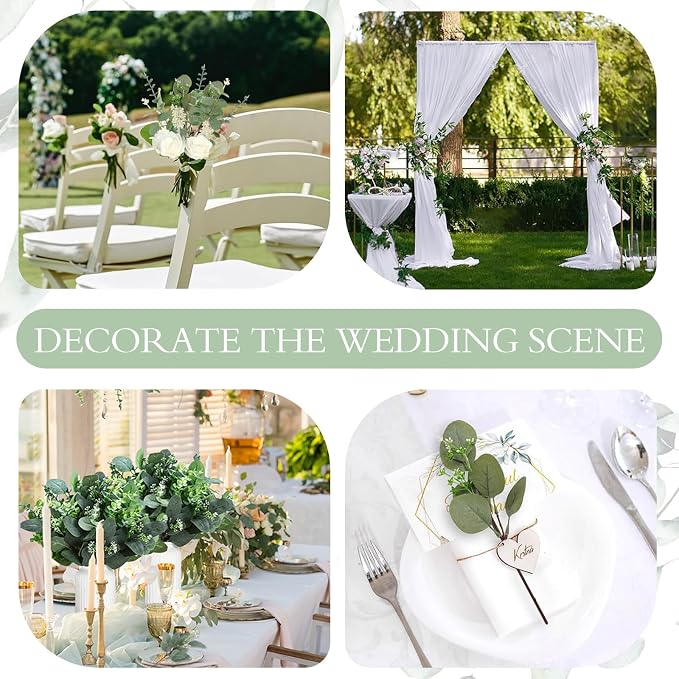 Eucalyptus Leaves Stems 120 PCS, 5 Kinds Mixed Greenery Bulk, Faux Silver Dollar Eucalyptus Stems, for DIY Bouquets Floral Arrangement Wedding