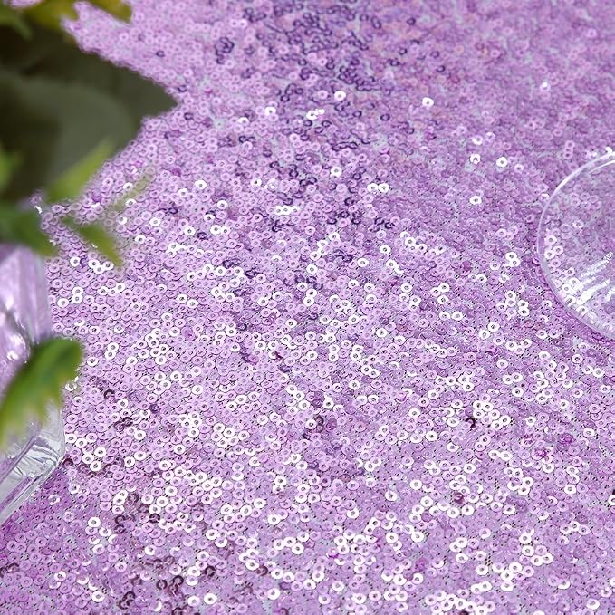 B-COOL Sequin Tablecloth Rectangle Tablecloths Lavender Shiny Table Skirt Sweet Birthday Cake Events Table Linens-90x156inches