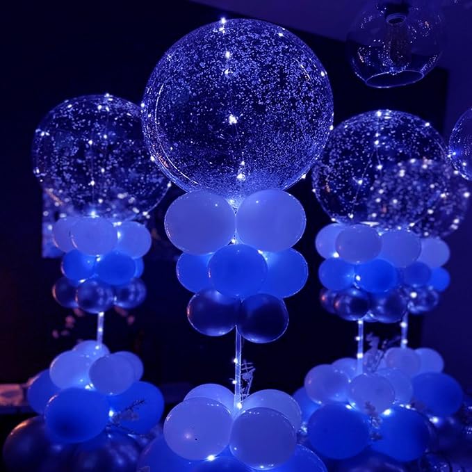 Lightsfever Blue 6pc LED Light up Balloon with sticks, stands and batterys, for tabletop no helium required DIY Kit (blue)