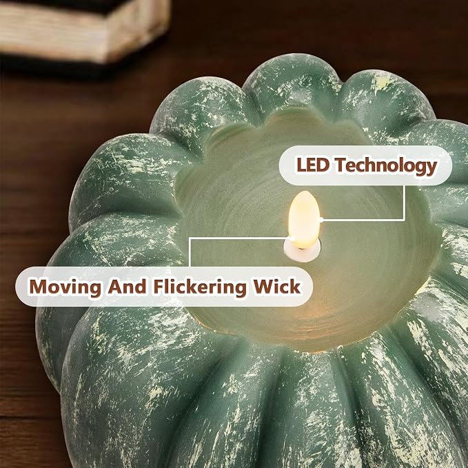 Fall Decorations for Home - Fall Decor - Flickering Flameless Wax Pumpkin LED Candle with Timer Remote - Autumn Party Decorations Indoor - Thanksgiving Battery Operated Candle Light for Mantel Table