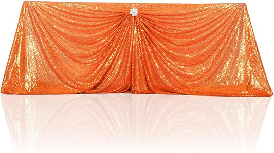 PartyDelight Orange Sequin Tablecloth 90"x132" Table Cloth for Wedding Dinning Table Rectangular