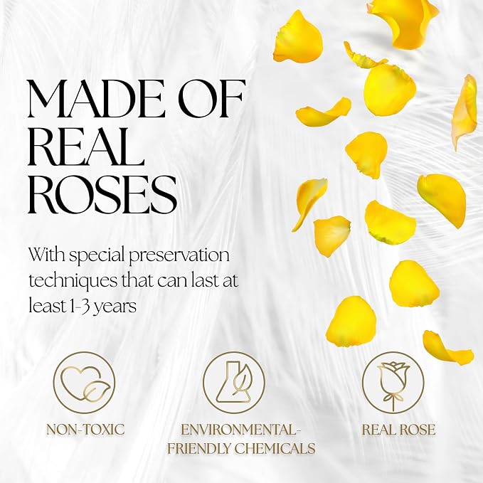 GLAMOUR BOUTIQUE 27 Flower Forever Heart Shape Box, Mothers Day Gift For Mom, Eternal Preserved Roses Gift for Her, Flowers bouquet, For Birthday, Anniversary, Girlfriend - Yellow (Color-Treated)