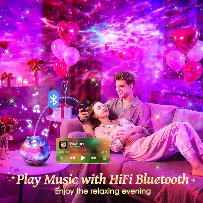 Galaxy Projector for Bedroom Galaxy Projector Night Light Projector, 15-Color Galaxy Light Projector Star Projector for Bedroom, Remote 15 White Noise Sound Machine with Light Ceiling Projector Gifts