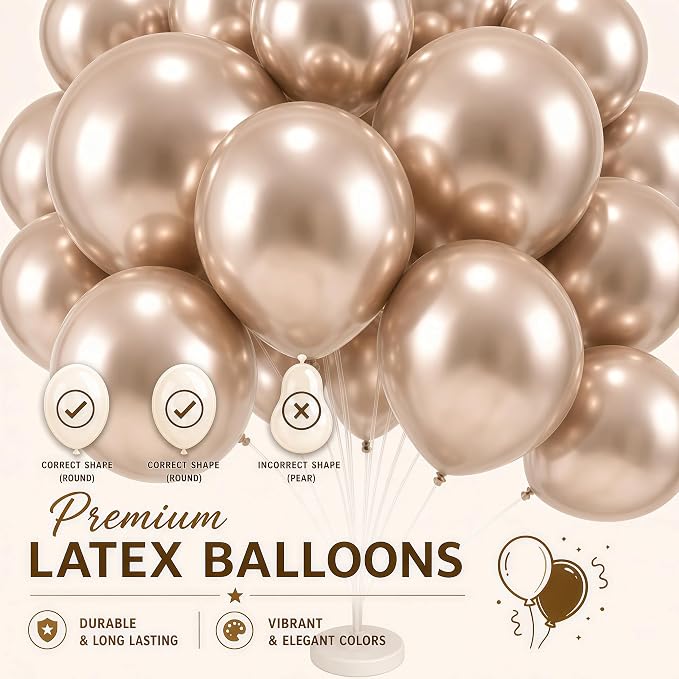2 Sets Champagne Gold Balloon Stand Kit-Balloon Column Holder with Metallic Rose Balloons for Birthday, Wedding,Baby Shower,Graduation,Anniversary Party Decorations Centerpiece