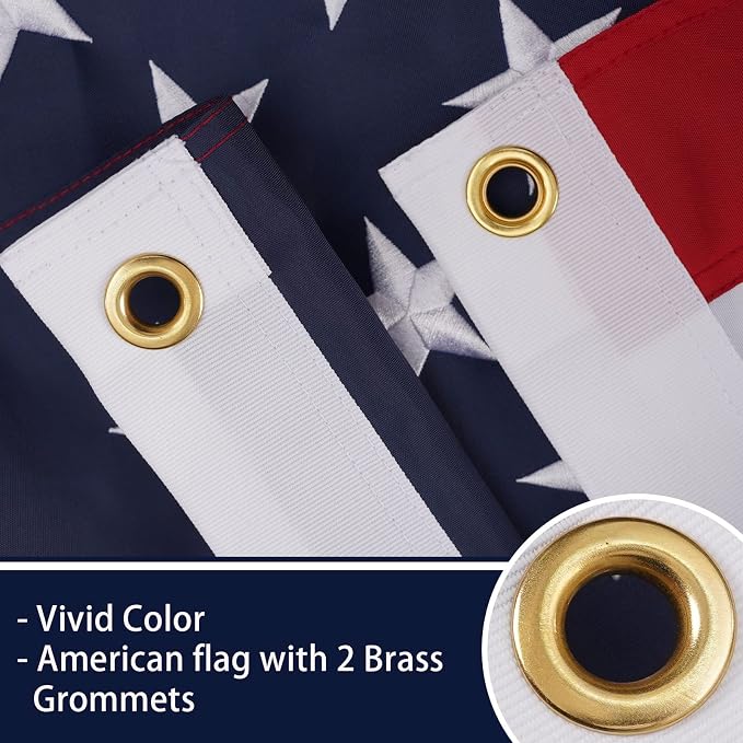 Bradford American Door Banners 2 pcs 250 Anniversary Decorations, Embroidered 20x96 Inch Hanging USA US Flags with 2 Brass Grommets for Memorial Day 4th of July Décor