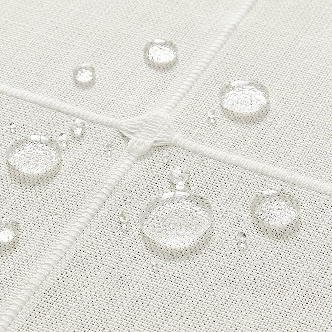 ZeeMart Boho Grid Table Cloth with Tassels (Off White, 60" x 60"), Heavy Weight Linen Checked Embroidered Farmhouse Tablecloth, Water Resistant Square Ivory Tablecloths