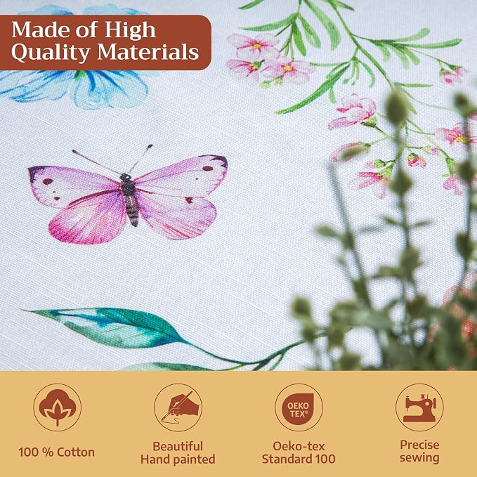 Maison d' Hermine Table Cloth Rectangle Table 100% Cotton 70 x 108 Inches Tablecloth Reusable Decorative for Dining Kitchen Room Farmhouse Party Home Hotel Restaurant Spring Summer - Just Floral