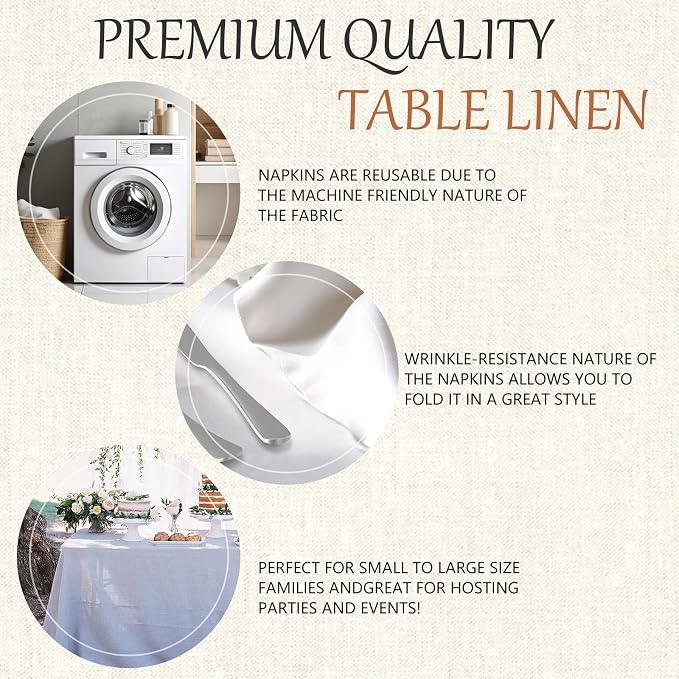 60x102 Table Cloth - 2 Pack Rectangular White Washable Stain and Wrinkle Resistant Polyester Table Cover for Dining Tables, Various Parties and Camping (White)