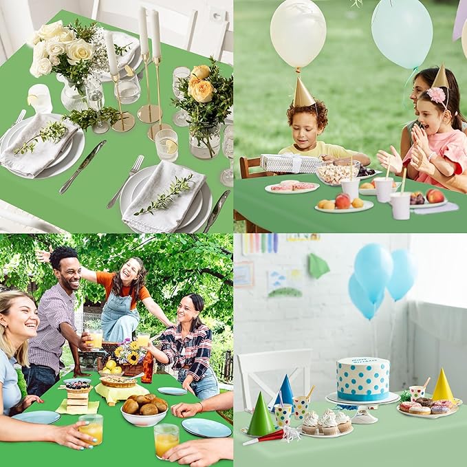 Whaline 24Pcs Green Plastic Tablecloth 6 Gradient Green Rectangle Table Cover Waterproof Table Cloth for Wedding Birthday Decoration Supplies, 54 x 108 Inch