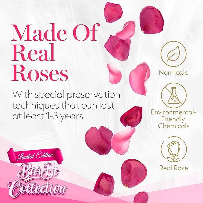 GLAMOUR BOUTIQUE 7 Flower Forever Heart Shape Box, Mothers Day Gift For Mom, Eternal Preserved Roses Gift for Her, Flowers bouquet, For Birthday, Anniversary, Girlfriend - Velvet Pink (Color-Treated)