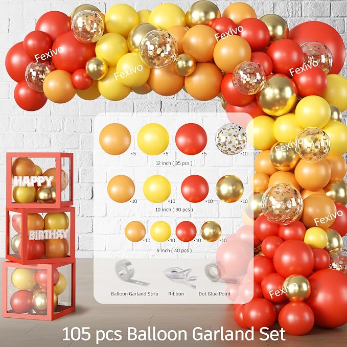 234pcs Firetruck Birthday Decorations, All-in-one Set Includes 300gsm Paper Plates Waterproof Plastic Tablecloth and 105 Balloons, Fire Truck Birthday Decorations for Firefighter Party