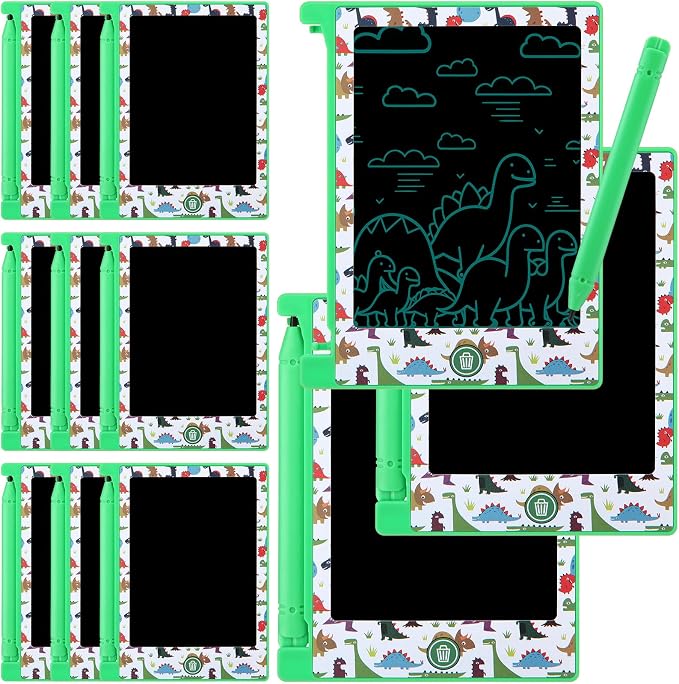 Nezyo 12 Pack Dinosaur Party Favors Mini LCD Writing Tablet for Kids 4.6 Inch Doodle Board Drawing Tablet Erasable Reusable Electronic Drawing Pads for Dinosaur Party Decor Birthday Supplies