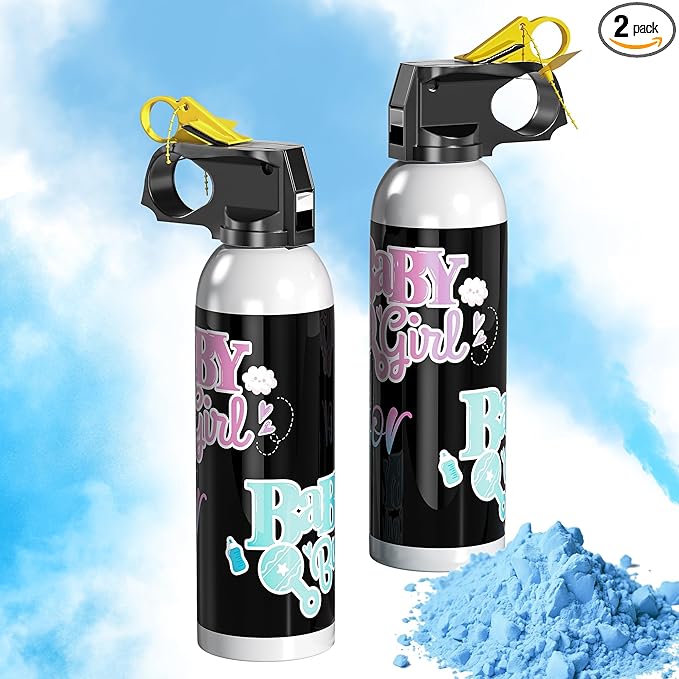 POPUPARTY 2 Pack Blue Gender Reveal Fire Extinguisher Color Blaster for Baby Boy Gender Reveal