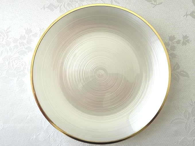 " OCCASIONS " 50 Plates Pack (25 Guests)-Wedding Party Disposable Plastic Plate Set -25 x 10'' Dinner + 25 x 7'' Salad & Dessert plates (Belize in Ivory & Gold)