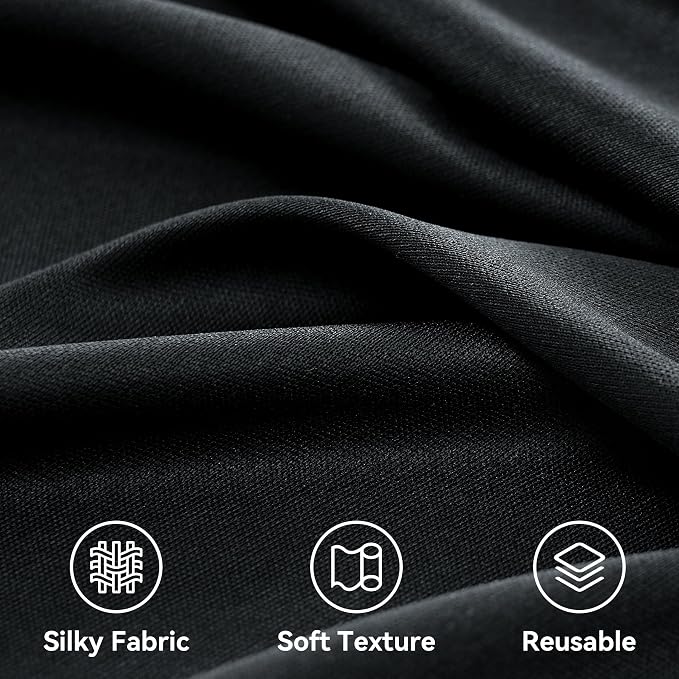 40ftx12ft Wrinkle Free Black Backdrop Curtain for Parties, 8 Panels Silky Polyester Photo Backdrop Drapes 12 ft Long Back Drop Cloth for Wedding Birthday Graduation Photography Background Draping