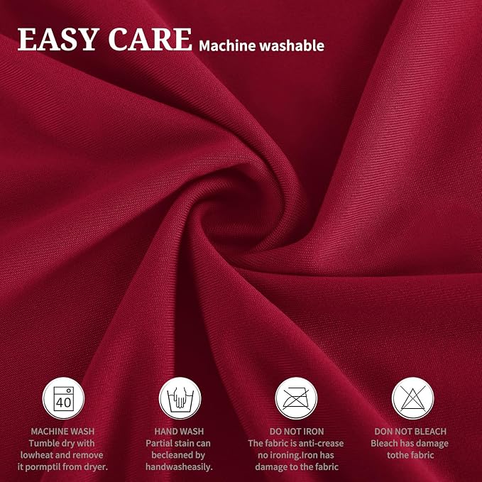 6 Packs Round Cocktail Table Skirt 32"x 43" Spandex Stretch Cocktail Tablecloth with Wavy Drapes, Wine Red Spandex Fitted High Top Table Covers for Wedding Bar Party Birthday Banquet Tables