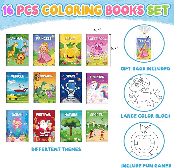 ZMLM 48 Pack Coloring Books for Kids with Crayons,Graduation Party Favors for Kids 4-8, Goodie Bags Stuffers for Toddlers, Classroom Prizes Birthday Return Gifts (Party)