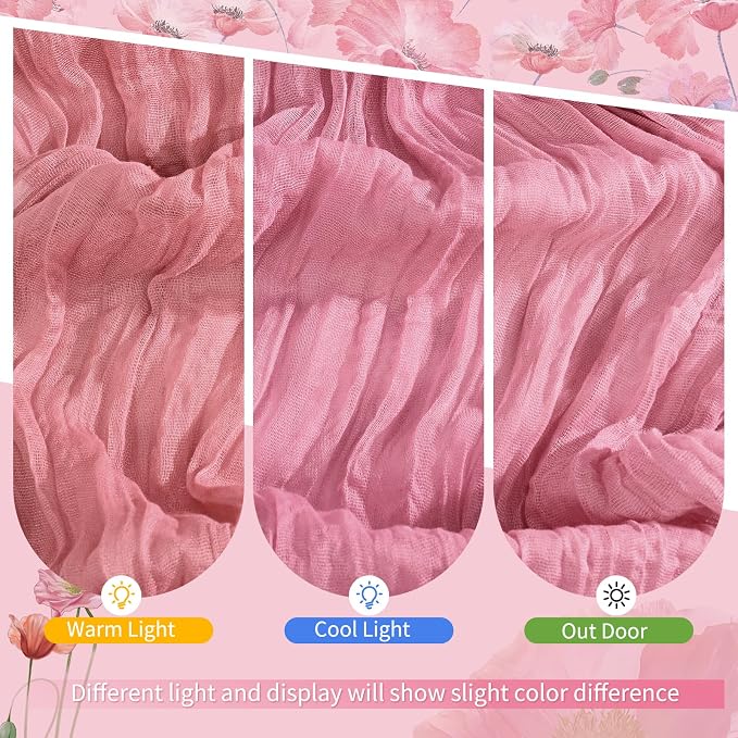 18 Pack Dusty Rose Cheesecloth Table Runner 17 x 108 inch Boho Gauze Table Runner Rustic Sheer Cheese Cloth Table Decorations for Wedding Party Baby Bridal Shower Birthday Holiday Home