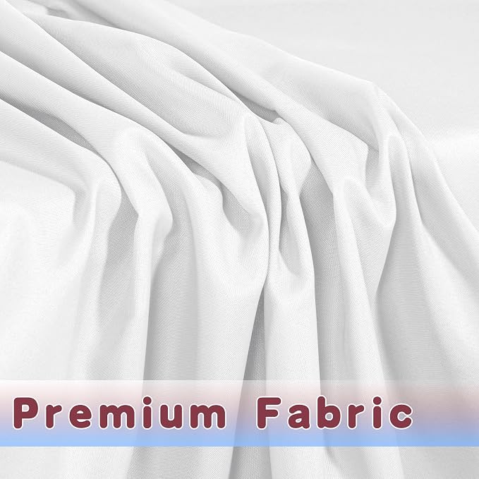 HolidayIdeas White Tablecloths for Rectangle 8 Foot Tables- 96 x 30 Inch - 4 Pack Fitted Tablecloths Polyester Fabric Table Cover for Parties, Wedding, Trade Show
