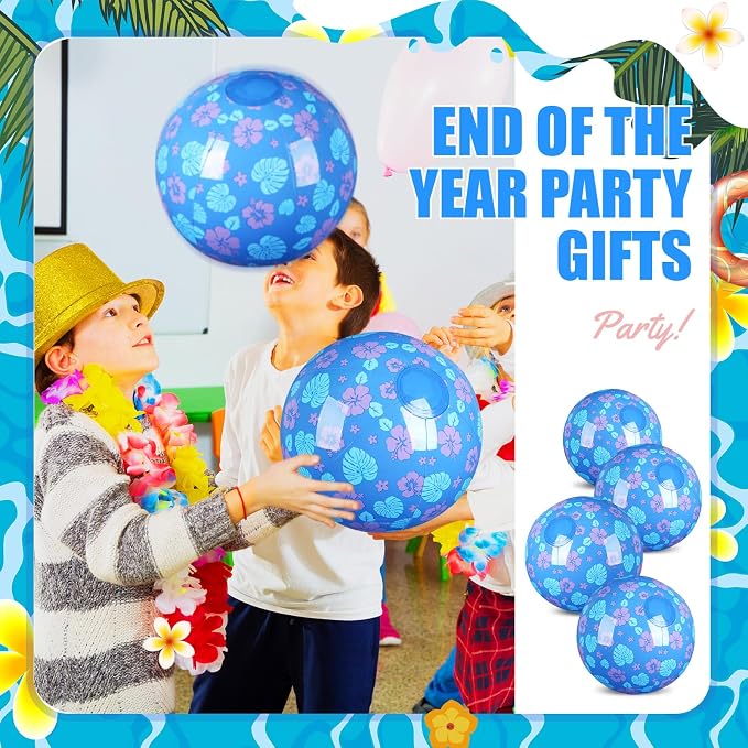 Leyndo 2 Pack Hawaiian Themed Beach Ball for Kids 11.81" Bulk for Summer Pool and Beach Game Gifts and Birthday Party Supplies and End of The Year Class Party Decoration Favors