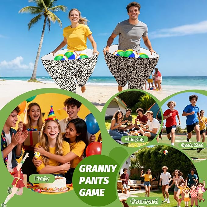 Granny Pants Game, Granny Pants Outdoor Game with 4PCS Granny Pants 16 Bouncy Balls & 1 Air Pump（Random Color）, Granny Pants Yard Game for Adults and Family Entertainment Group Activities