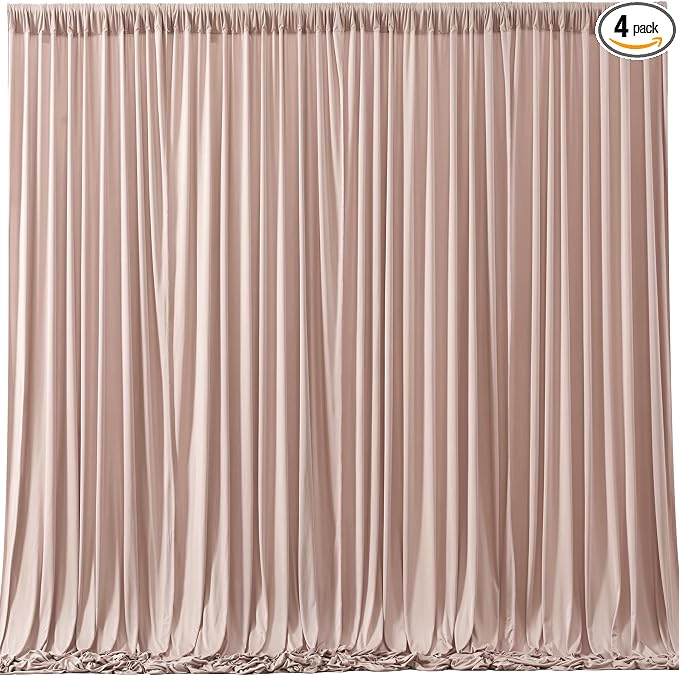 Nude Blush Backdrop Curtains-Wrinkle-Free Polyester Photography Drapes Party Curtain Background for Baby Shower Wedding Decorations- 16 X10FT