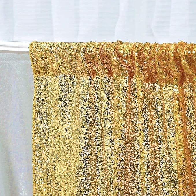 Gold Sequin Backdrop,5FT x 7FT Sequin Photography Backdrop Curtain for Party Decoration