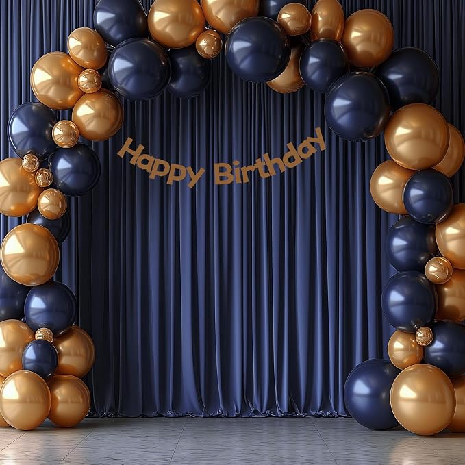 ESGOTBME 30x10ft Wrinkle Free Navy Blue Backdrop Curtain for Parties Soft Fabric Drapes Wedding Curtain Backdrop for Birthday Party Decorations Background for Photography 5x10ft, 6 Panels