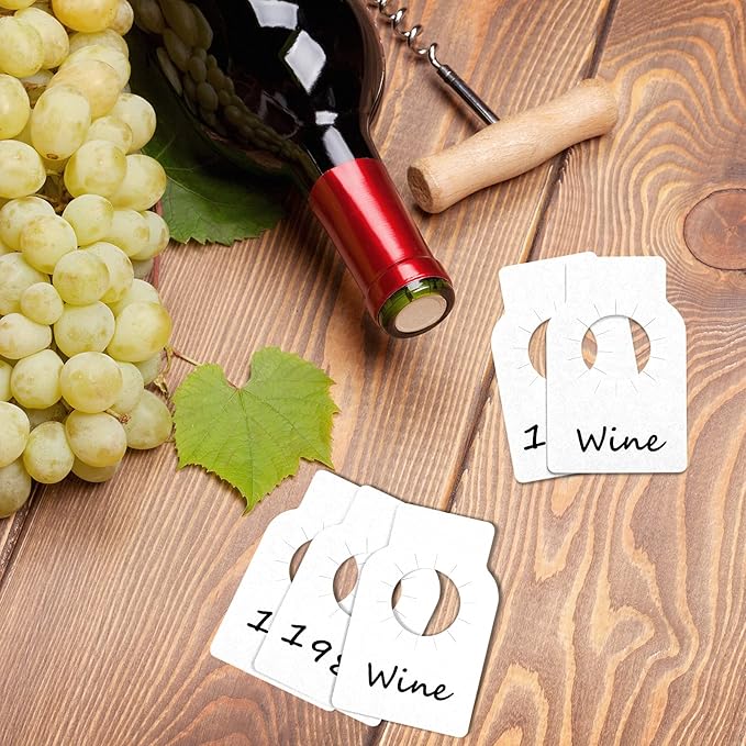 200 Pieces Wine Bottle Tags Paper Cellar Label Reusable Racks Marker Wine Bottle Neck Id Tags Double Sided Bottles Hanging Tag for Seller Bridal Shower Party (White)