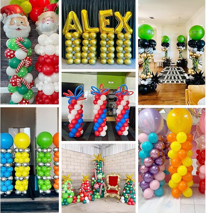 TEKXYZ Telescoping Balloon Stand Set of 4, 1.5ft to 7ft Free Adjustable Metal Balloon Column Stand for Party Decorations