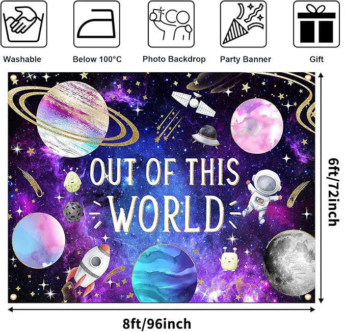 Avezano Space Galaxy Backdrop Out Space Galaxy Planets Astronaut Baby Shower Background for Photography Cosmic Starry Universe Theme Newborn Banner (8x6ft)