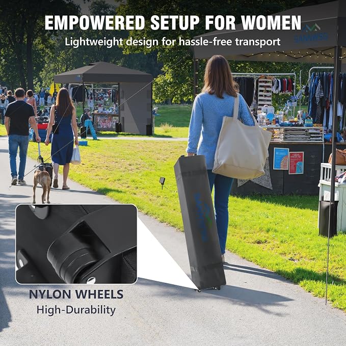 12X12 Pop Up Canopy Tent,Heavy Duty One Person Set Up Event Tent,Removable Pockets Sidewall, Easy Up Canopy with One Push Button for Extra Storage,Grey