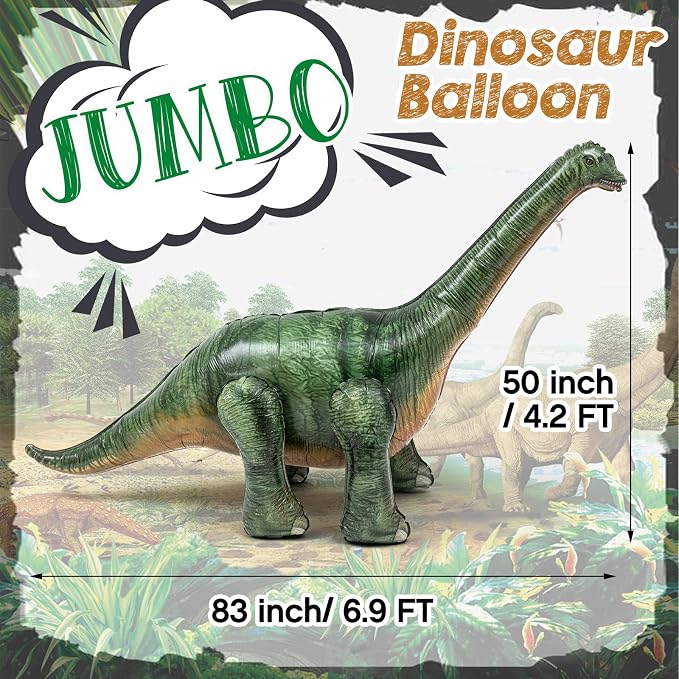 Skylety 7 ft x 4.2 ft Inflatable Dinosaur Balloon Blow up Dino Balloons Brachiosaurus Inflatable Toy for Dino Party Birthday Decorations Gift Jurassic Theme Party Supplies