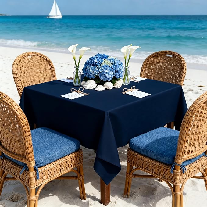 8 Pack Navy Blue Square Tablecloth 54x54 Inch Table Cloth for Square Tables, Wrinkle Resistant Washable Polyester Fabric for Dining Banquet Wedding Party