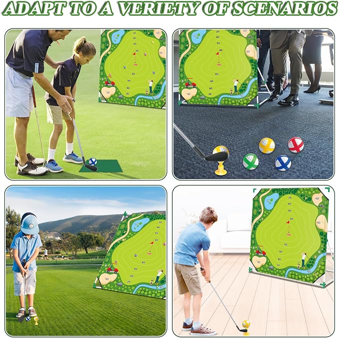 Mostop Golf Chipping Game Set: Indoor Outdoor Golf Target Game Set Includes 24 Balls, Scoreboard, Club, Carrying Bag, 2 Adjustable Angles, Fun Family Outdoor Toys for Kids Teens Adults