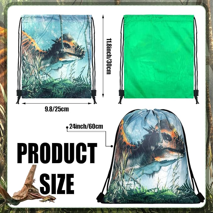 Weewooday 20 Pcs Dinosaur Party Favor Bags Drawstring Gift Goodie Treat Bag Dinosaur Candy Party Supplies Backpack for Birthday Candy Decoration(Jungle Style)