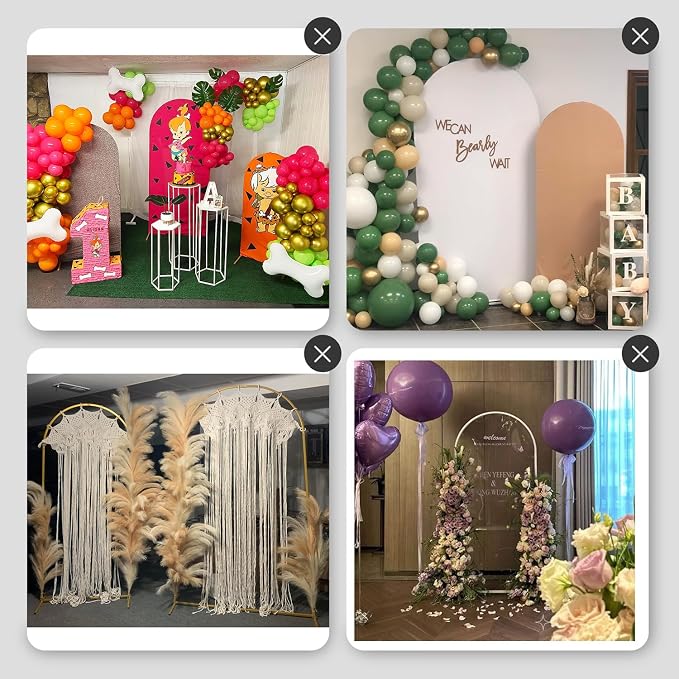 LANGXUN Gold Metal Arch Backdrop Stand Set, 7.2ft / 6.6ft / 6ft Balloon Arch Frame for Wedding Birthday Party Baby Shower Graduation Anniversary Decoration (6.6ft / 7.2ft 2 pcs per Set)