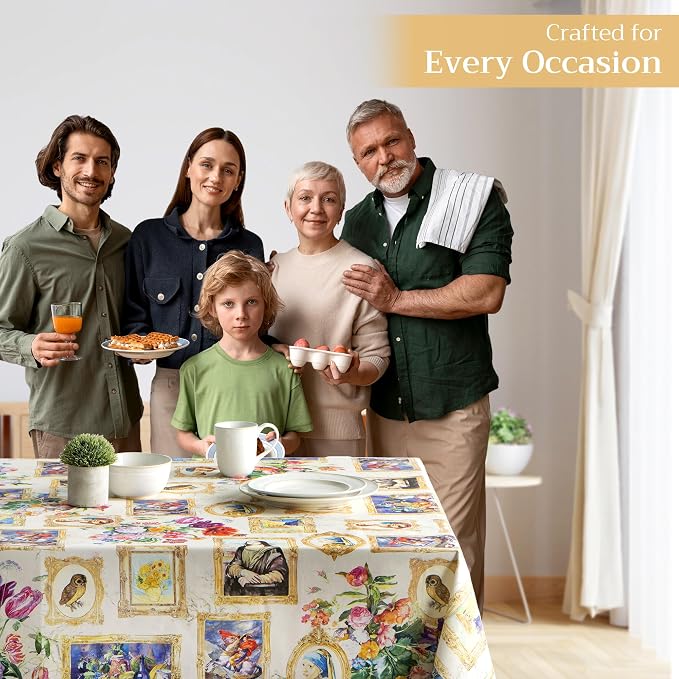 Maison d' Hermine Table Cloth Rectangle Table 100% Cotton 60 x 120 Inches Tablecloth Reusable Decorative for Dining Kitchen Room Farmhouse Party Home Hotel Restaurant Spring Summer - Masterpiece