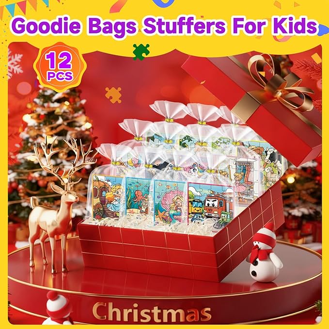 WAWIBEE12 Pack Easter Party Favors for Kids, Magnetic Puzzle Books Bulk for Toddlers 3-5 & Kids 4-8, Goodie Bag Stuffers, Classroom Prizes, Birthday Return Valentine’s Day Gifts, Travel