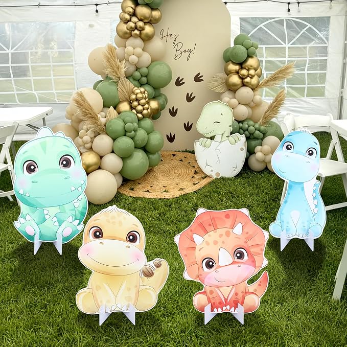 Gemscream 4 Pcs Large Dinosaur Party Decorations 23.6 Inch Cute Cartoon Dinosaur Cutouts Dino Baby Shower Birthday Decor Backdrop Photo Booth Props Party Supplies for Birthday Parties Decor