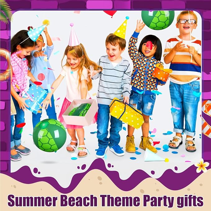 Leyndo 6 Pack Turtle Themed Beach Ball for Kids 7.87" Bulk for Summer Pool and Beach Game Gifts and Birthday Party Supplies and End of The Year Class Party Decoration Favors