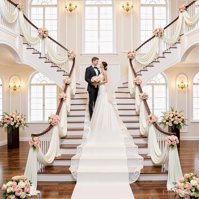 20ft x 15ft Ivory Backdrop Curtains for Wedding Parties, 4 Panels Wrinkle Free Fabric Drapes Photo Backdrop for Baby Shower Birthday Stage Reception Lobby Decoration
