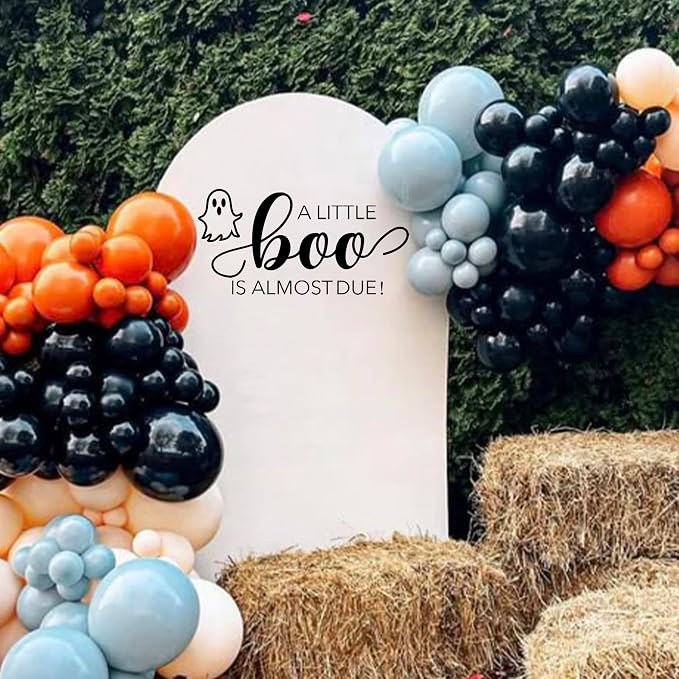 A Little Boo is Almost Due Decal, Halloween Baby Shower Decor Sticker | Halloween Ghost Themed Baby Shower Party Decor Decal, Little Spooky Theme Gender Reveal Sticker for Backdrop, Balloon Arch