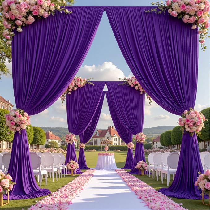 10ftx12ft Purple Backdrop Curtains for Wedding Parties, Wrinkle Free Polyester Photo Backdrop Drapes 2 Panels 12 ft Long Back Drop Cloth for Girl's Birthday Party Photography Background