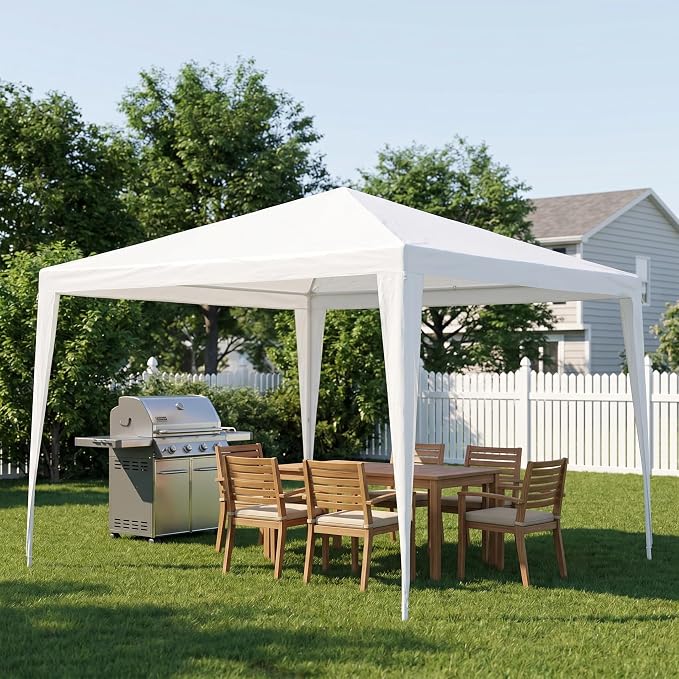 10x10 Canopy Tent – Portable Waterproof Outdoor Shelter with Reinforced Spiral Tube Frame, Easy Setup Party Tent for Wedding, Camping, Backyard Events & Outdoor Activities, White