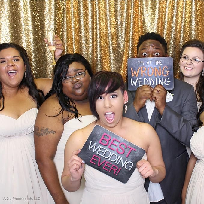Plastic Photo Booth Props - Set of 5 Signs / 10 Phrases - Wedding Mix