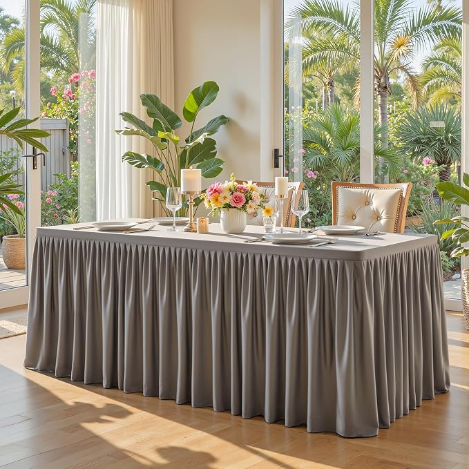 Wish Care 2 Pack Nude Brown Rectangle Table Clothes for 6 Foot Tables, Polyester Fitted Tablecloths 6t Stretch Table Cover for Wedding, Birthday, Parties, Trade Show, Craft Show