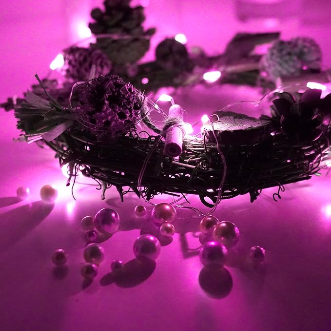 20 Packs Fairy String Lights, 6.6FT 20 LEDs Battery Operated Silver Copper Wire Starry String Light for DIY Party Christmas Costume Wedding Easter Table Decorations (Pink)